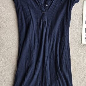 JAMES PERSE STANDARD Henly Shirt Dress Navy Blue Button-Up Dress